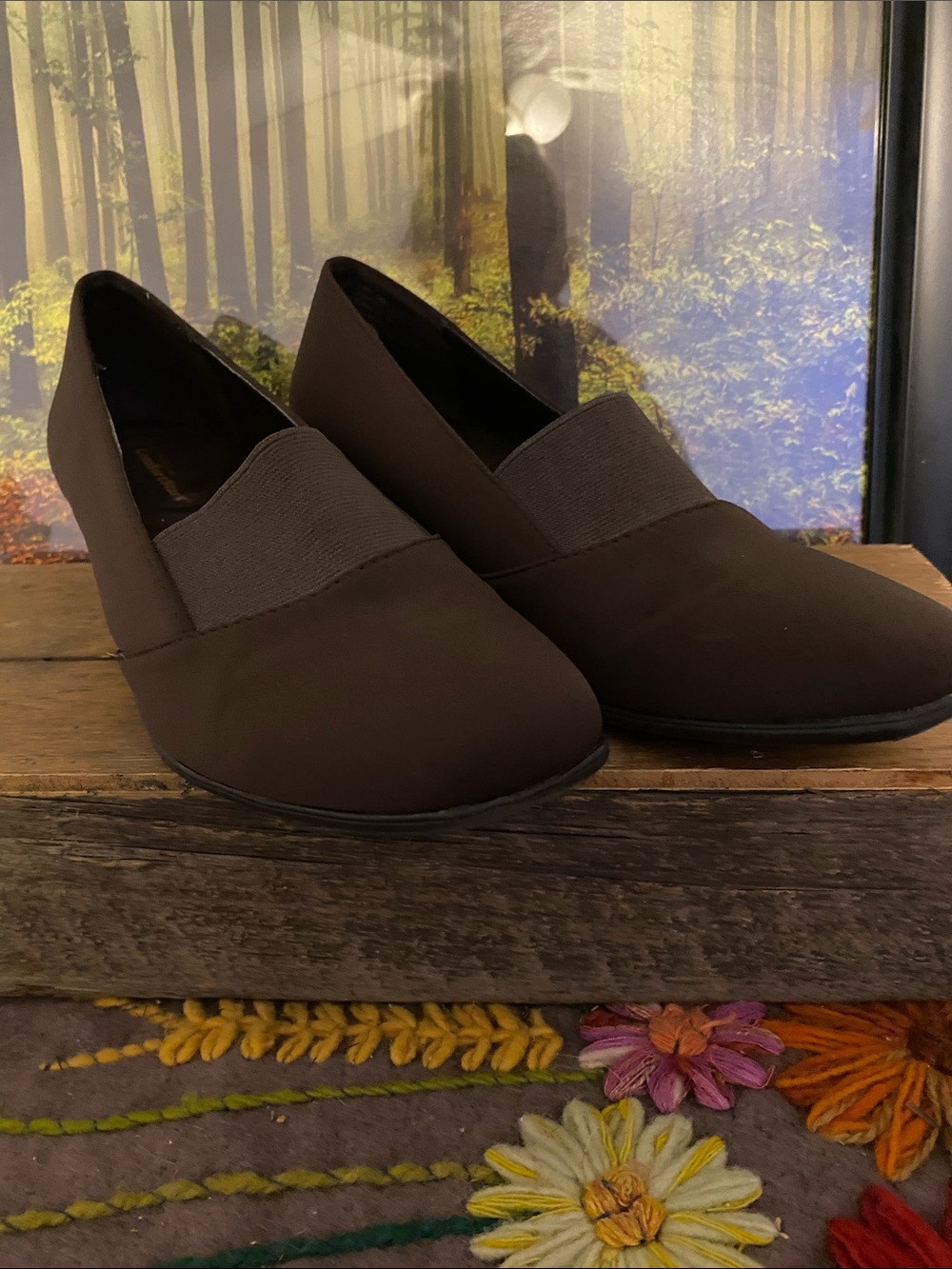 Brown Slip-On Wedge Loafers